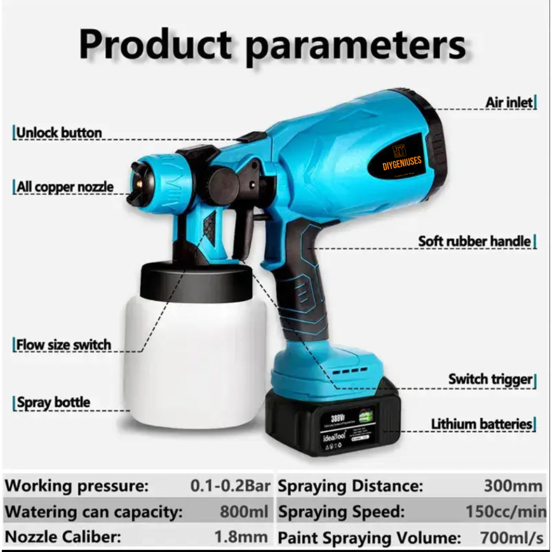 DiyGeniuses™ Cordless Paint Spray Gun